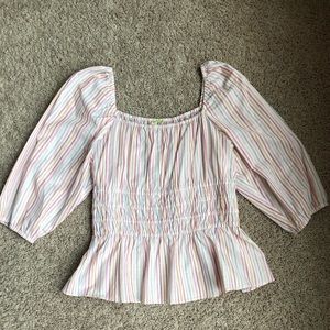 Gianni Bini Shirred Waist Peplum Blouse